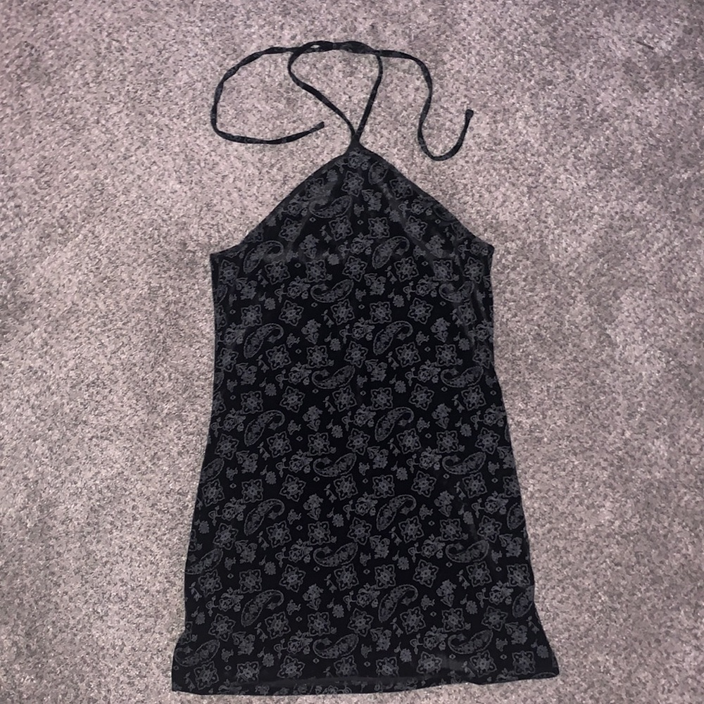 black velvet halter dress